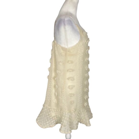 &MERCI Women Dress Size S Ivory Swiss Dot Pom Pom Maternity Sleeveless hg-30 - Picture 4 of 16